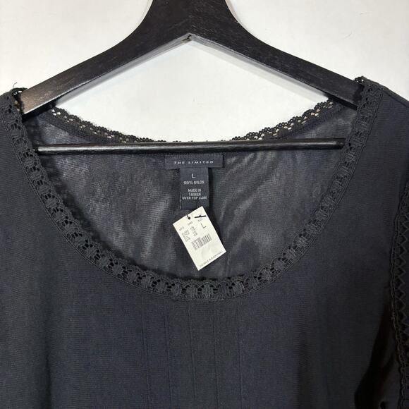 Y2K Mesh Top The Limited Fairy Grunge Large Black Witchy Goth Sheer Vintage - Picture 6 of 14